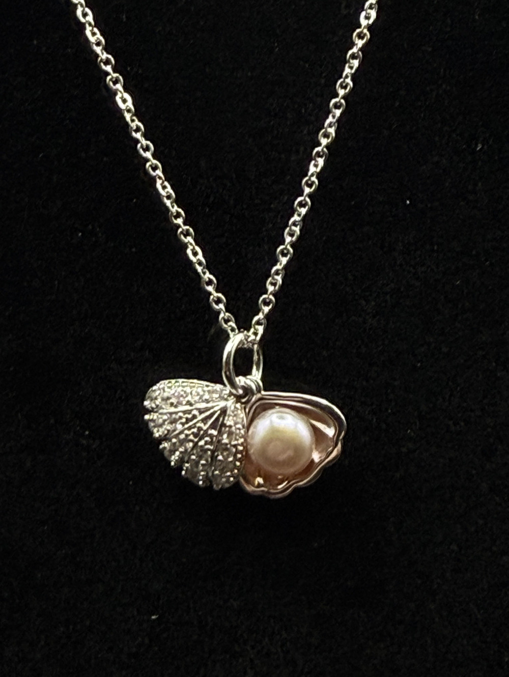 Freshwater Pearl in Shell Pendant Necklace